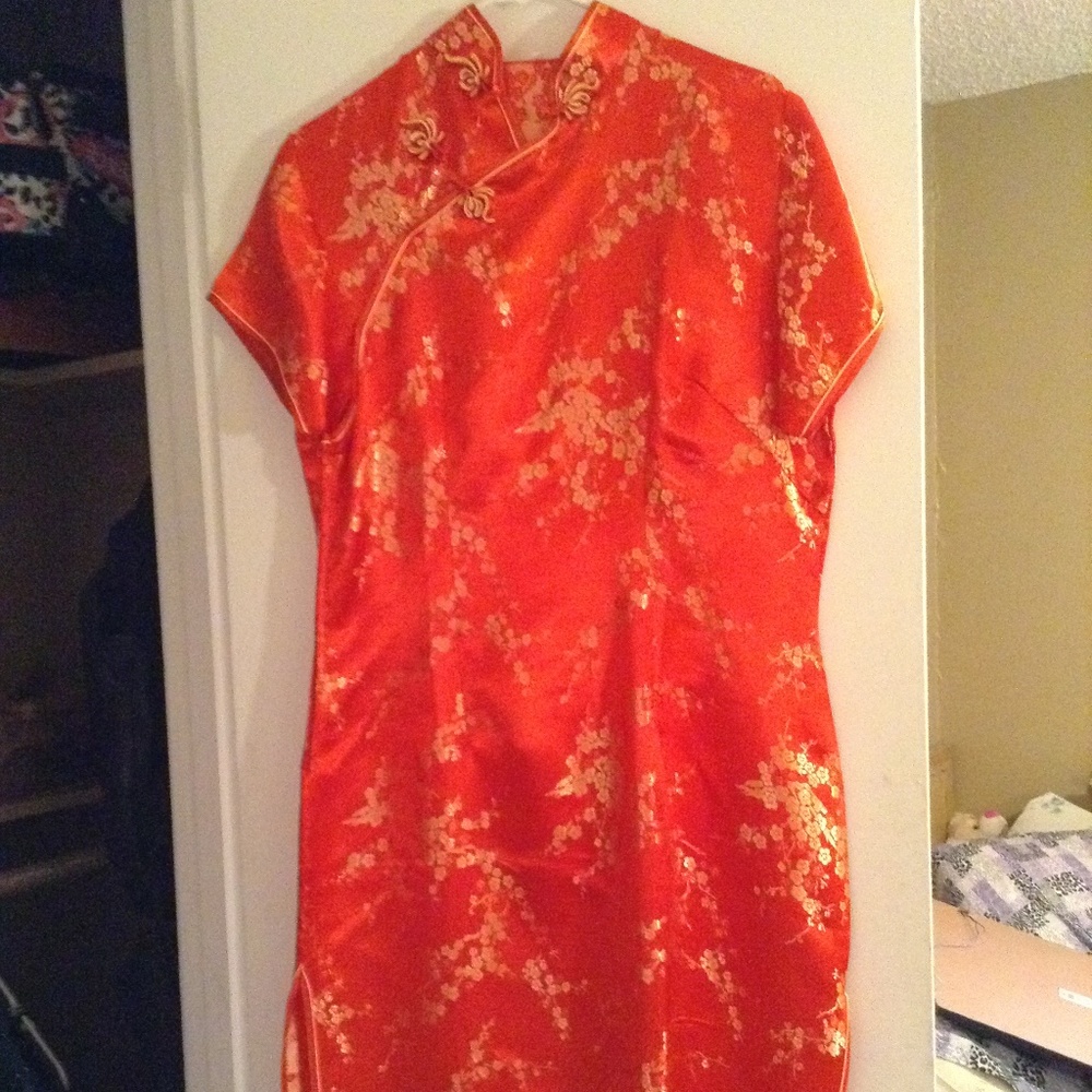 red bride cheongsam dress